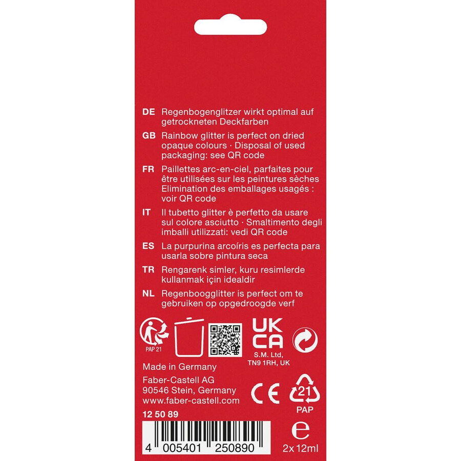 regnbue glitter tube 12 ml 2x blisterkort