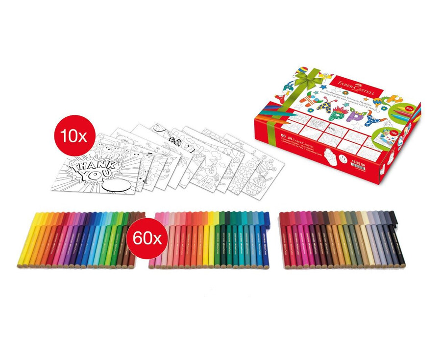 sæt med filtpenne og lykønskningskort